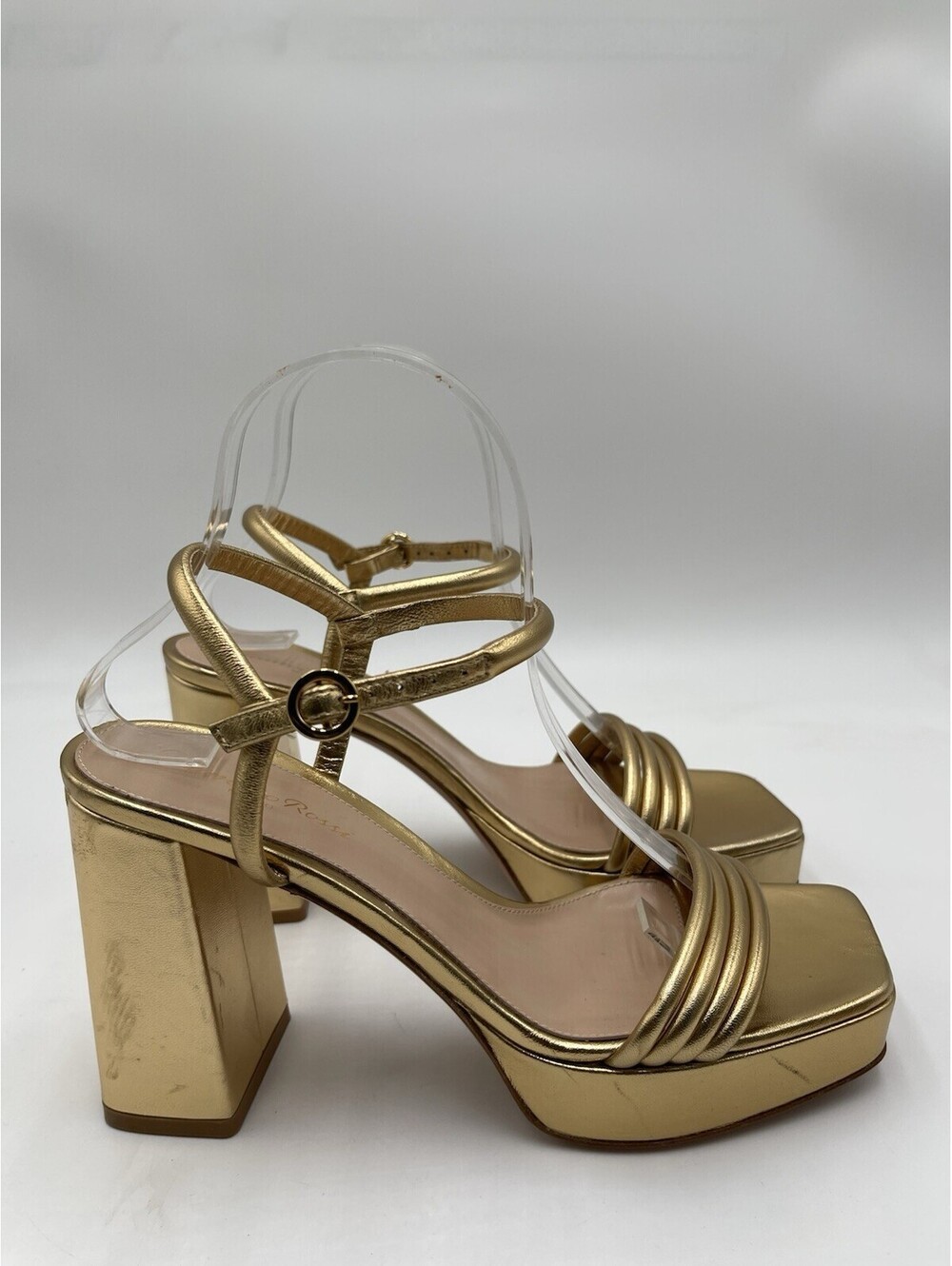Gianvito Rossi Lena platform sandals in metallic leather Size 38.5